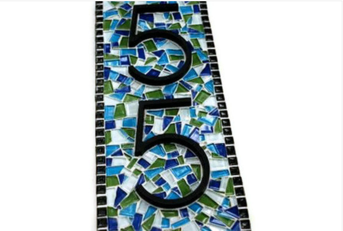 Mosaic Address Sign With Two Numbers on Luulla