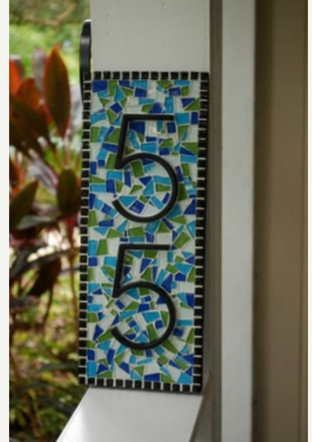 Mosaic Address Sign With Two Numbers on Luulla